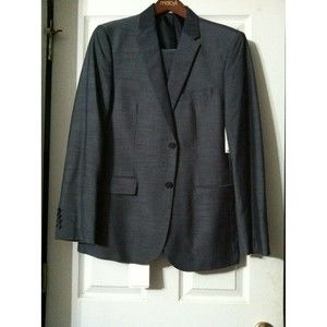 CALVIN KLEIN MENS NEW OMBRE BLUE 83%PLYSTR 17%VISCOSE SUIT JACKET:M PANTS:33/32